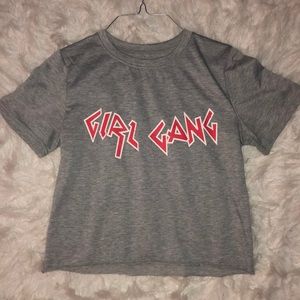 Grey crop top. Graphic size small